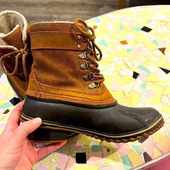 SOREL Winter Fancy Lace II Warm Waterproof Suede Top Size 7.5 Boots - Picture 5 of 8